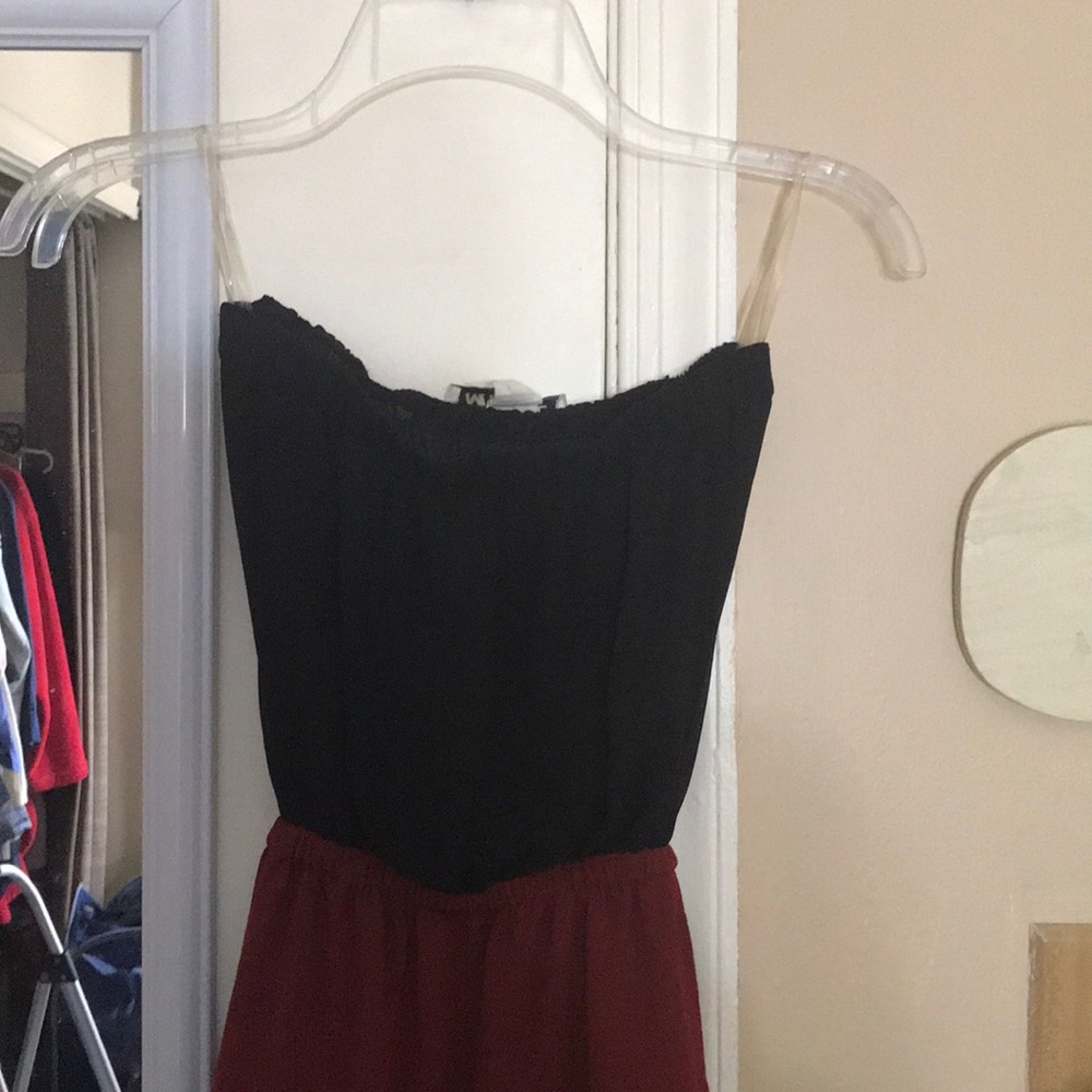 Open back black and red strapless dress used once